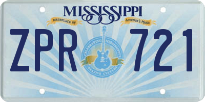 MS license plate ZPR721