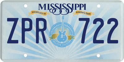 MS license plate ZPR722