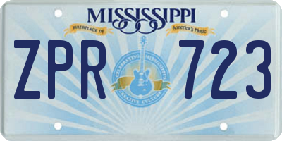 MS license plate ZPR723