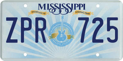 MS license plate ZPR725