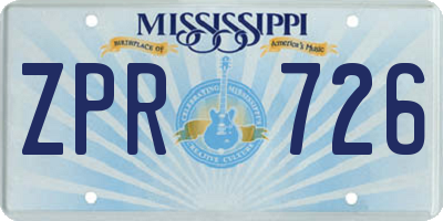 MS license plate ZPR726