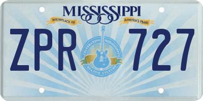 MS license plate ZPR727