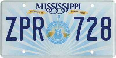 MS license plate ZPR728