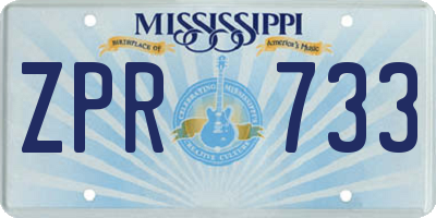 MS license plate ZPR733