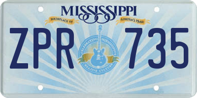 MS license plate ZPR735