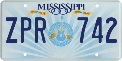 MS license plate ZPR742