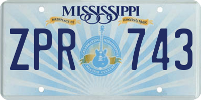 MS license plate ZPR743