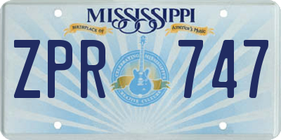 MS license plate ZPR747
