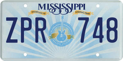 MS license plate ZPR748
