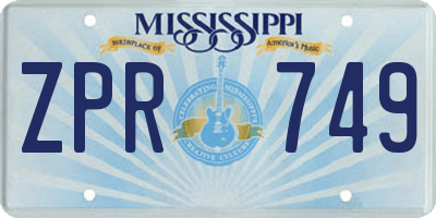 MS license plate ZPR749