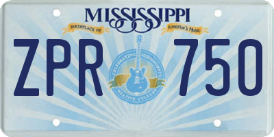 MS license plate ZPR750
