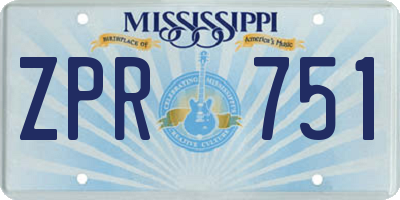 MS license plate ZPR751