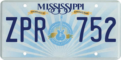 MS license plate ZPR752