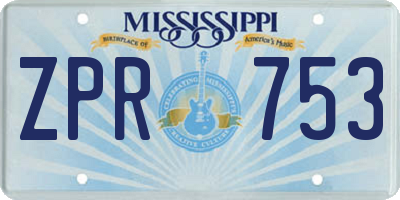 MS license plate ZPR753