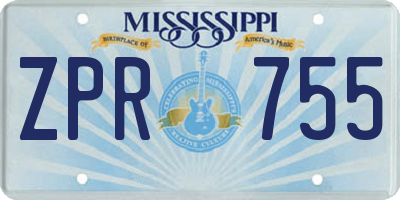 MS license plate ZPR755