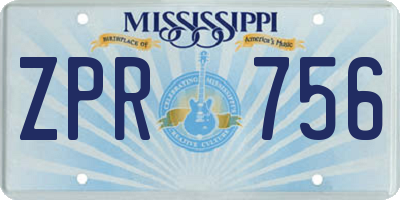 MS license plate ZPR756