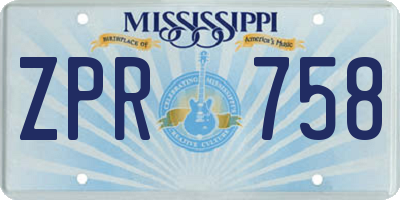 MS license plate ZPR758