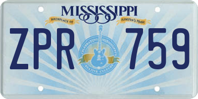MS license plate ZPR759