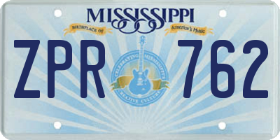 MS license plate ZPR762