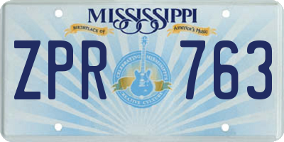 MS license plate ZPR763