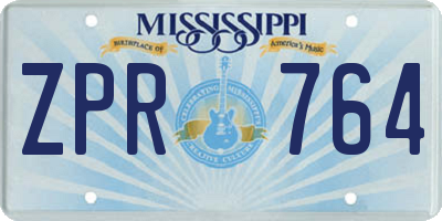 MS license plate ZPR764