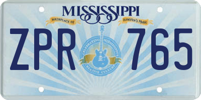 MS license plate ZPR765