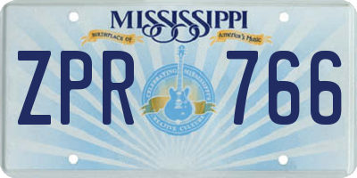MS license plate ZPR766
