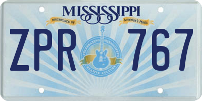 MS license plate ZPR767