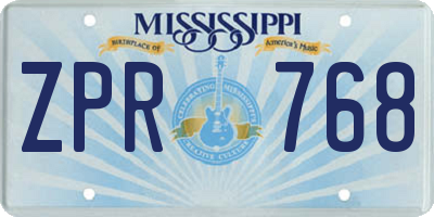 MS license plate ZPR768