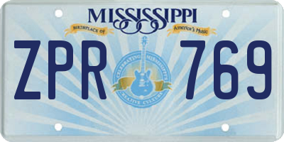 MS license plate ZPR769