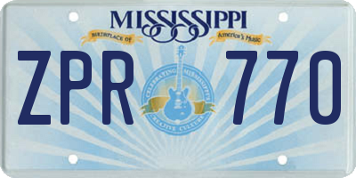 MS license plate ZPR770