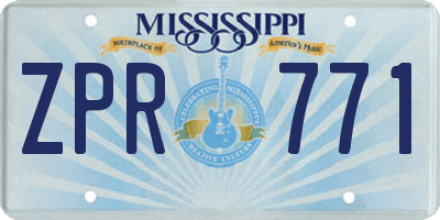 MS license plate ZPR771