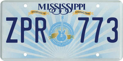 MS license plate ZPR773