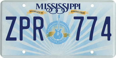 MS license plate ZPR774