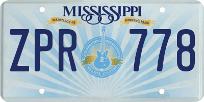MS license plate ZPR778