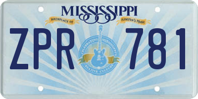 MS license plate ZPR781