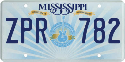 MS license plate ZPR782
