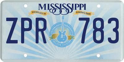 MS license plate ZPR783