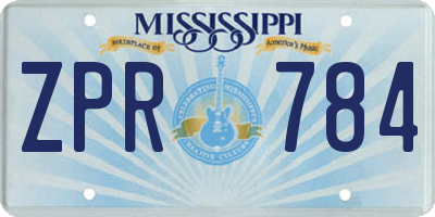 MS license plate ZPR784