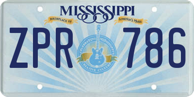 MS license plate ZPR786