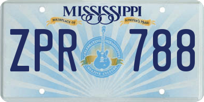MS license plate ZPR788