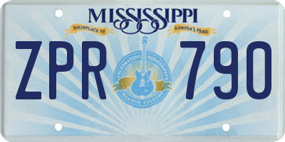 MS license plate ZPR790