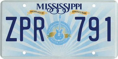 MS license plate ZPR791