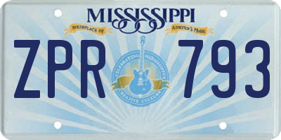 MS license plate ZPR793