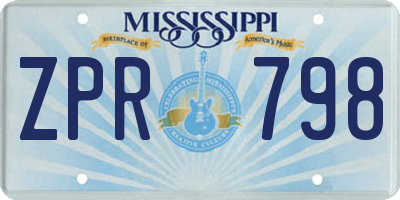 MS license plate ZPR798