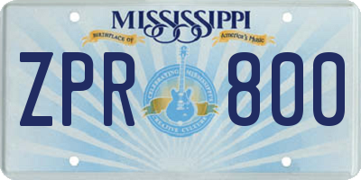 MS license plate ZPR800