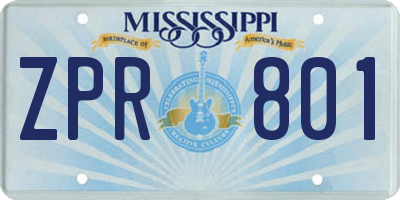 MS license plate ZPR801