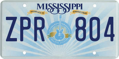 MS license plate ZPR804