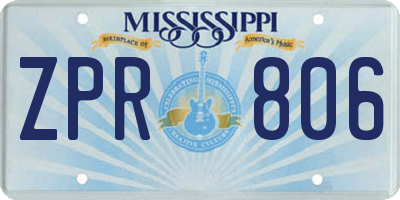 MS license plate ZPR806