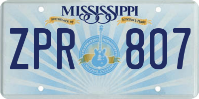 MS license plate ZPR807
